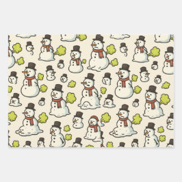 Farting Christmas Snowmen Pattern ラッピングペーパーシート