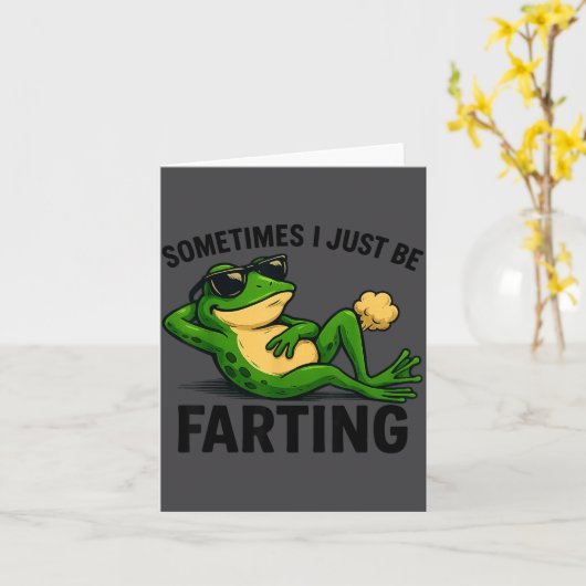 Farting Frog Sometimes I Just Meme カード (黄色い花)