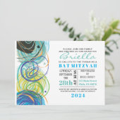 FARTSYアートバーバルミツワーパーティーカード 招待状 (スタンド正面)