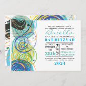 FARTSYアートバーバルミツワーパーティーカード 招待状 (正面/裏面)