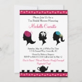 Fascinatorの帽子の茶ブライダルシャワーの招待状 招待状 (正面)