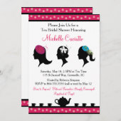 Fascinatorの帽子の茶ブライダルシャワーの招待状 招待状 (正面/裏面)