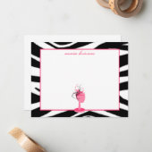 Fascinator及び帽子の立場のシマウマのプリント平らなNotecards ノートカード (正面/裏面インサイチュ)