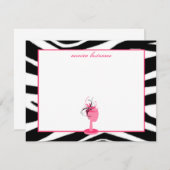 Fascinator及び帽子の立場のシマウマのプリント平らなNotecards ノートカード (正面/裏面)