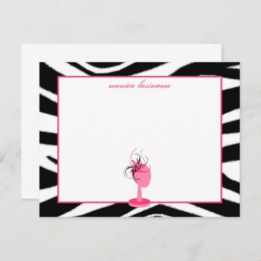 Fascinator及び帽子の立場のシマウマのプリント平らなNotecards ノートカード (正面/裏面)