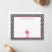 Fascinator及び帽子の立場千鳥格子ので平らなNotecards ノートカード (正面/裏面インサイチュ)