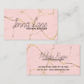 fashion blogger marble modern pink business card 名刺 (正面/裏面)