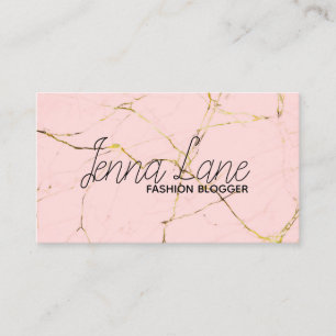 fashion blogger marble modern pink business card 名刺
