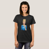 Fashion Blonde Woman Holding Cup of Coffee Hand Dr Tシャツ (正面フル)