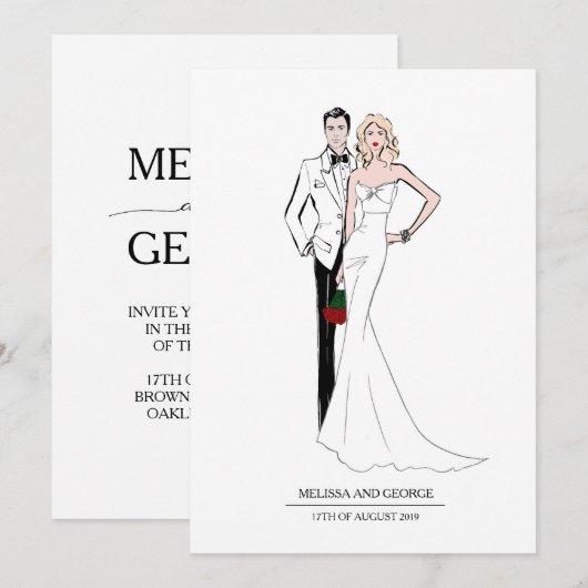 Fashion Bride and Groom 招待状 (正面/裏面)