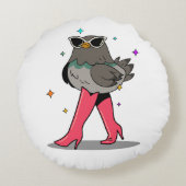 Fashion Chick in Sunglasses & Boots Customizable ラウンドクッション (裏面)