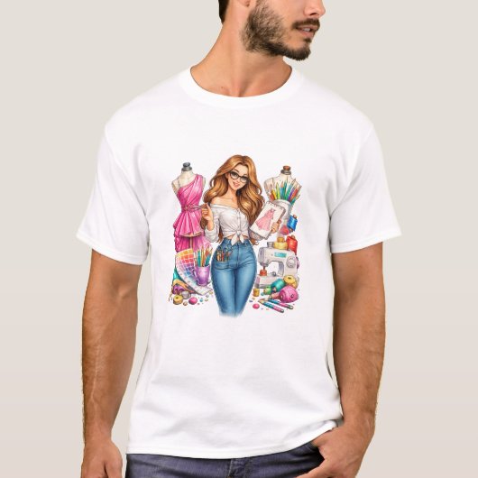 Fashion Designer Girl Art. Tシャツ (正面)