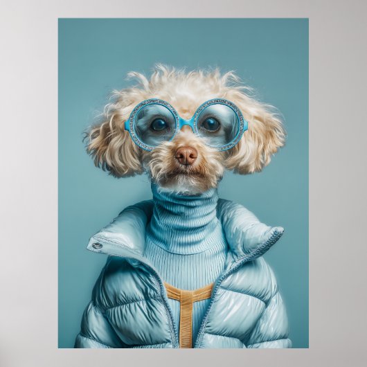 Fashion Dog In Blue Outfit ポスター (正面)