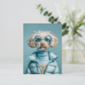 Fashion Dog In Blue Outfit ポストカード (スタンド正面)