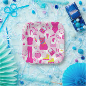 fashion doll clothes vintage 1990s pink gingham ペーパープレート (パーティー)