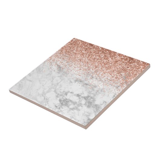 Fashion Elegant white Ombre Glitter Glitter Marble タイル (側面)