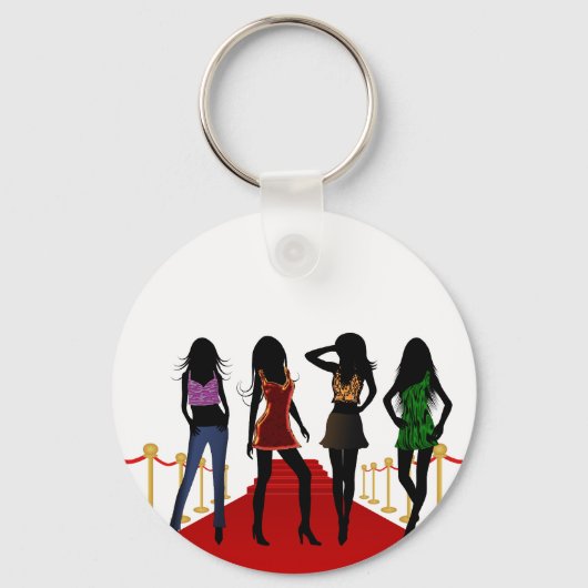 Fashion Girls Models Posing Red Carpet Key Chain キーホルダー (正面)
