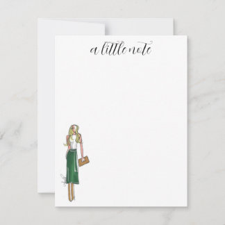 Fashion illustration green dress cards ノートカード
