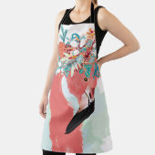 Fashion illustration with drawn pink flamingoflami エプロン (インサイチュ)