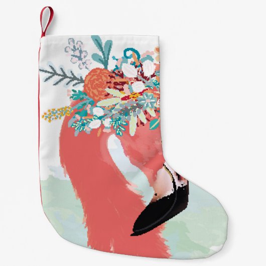 Fashion illustration with drawn pink flamingoflami スモールクリスマスストッキング (正面)