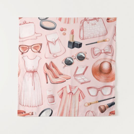 Fashion illustrations. Seamless pattern タペストリー (正面)