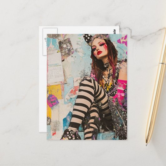 Fashion lady Collage ポストカード (正面/裏面インサイチュ)