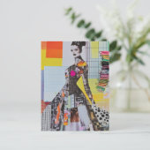 Fashion lady junk journal Collage ポストカード (スタンド正面)