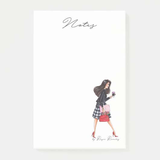 Fashion notepad girl boss- Fashion illustration ポストイット (正面)