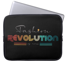 Fashion Revolution レトロタイポグラフィックノートパソコン Sleeve ラップトップスリーブ