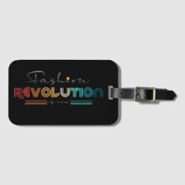 Fashion Revolution レトロタイポグラフィック ブラック荷物タグ ラゲッジタグ