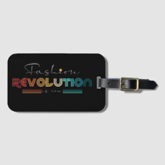 Fashion Revolution レトロタイポグラフィック ブラック荷物タグ ラゲッジタグ