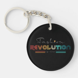 Fashion Revolution レトロタイポグラフィ ブラックアクリル キーホルダー