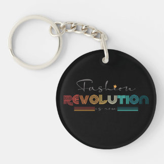 Fashion Revolution レトロタイポグラフィ ブラックアクリル キーホルダー