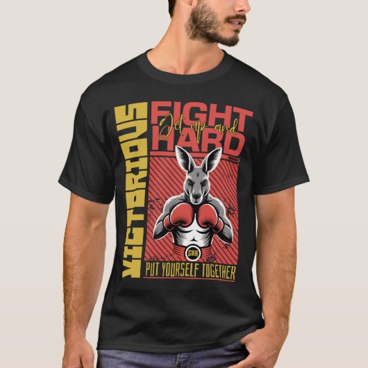 Fashion Style Kangaroo Boxing Fighter Art Design Tシャツ (正面)