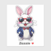 Fashionable Bunny Sticker with Bow and Jacket シール (シート)