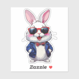 Fashionable Bunny Sticker with Bow and Jacket シール