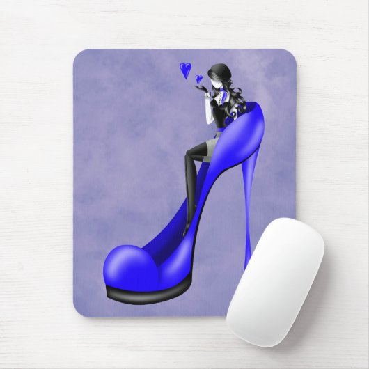 Fashionable Lady in Stiletto Blue Mouse Mat マウスパッド (マウス)