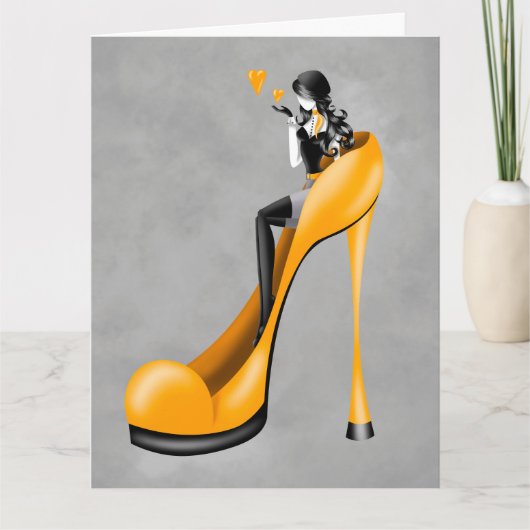 Fashionable Lady in Stiletto Greetings Card カード (正面)