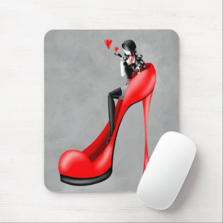 Fashionable Lady in Stiletto Red Mouse Mat マウスパッド