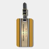 Fashionable Mustard Yellow Gold Black White Stripe ラゲッジタグ (正面縦)