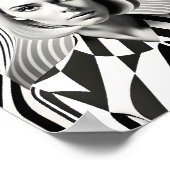Fashionable Woman Optical Illusion Black And White ポスター (角)