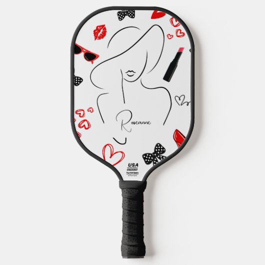 Fashionista Custom Monogram Pickleball Paddle ピックルボールラケット (正面)