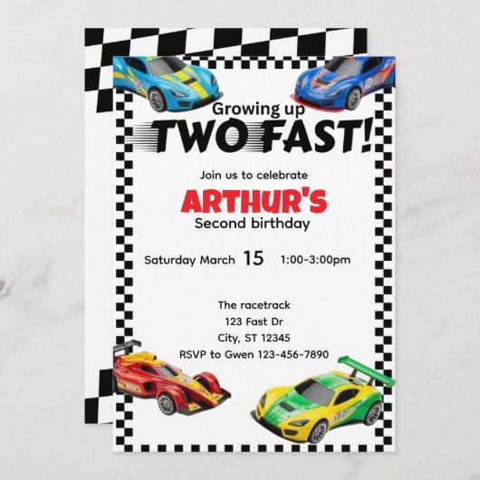 FAST誕生日への招待を2回増やす 招待状 (正面/裏面)