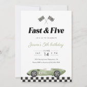 Fast and Five 5歳の誕生日 ヴィンテージ レースカー 招待状 (正面)
