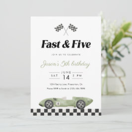 Fast and Five 5th Birthday Vintage Race Car  招待状