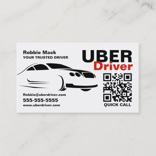 Fast Carロゴ、写真、Uberドライバ、価格表 名刺 (正面)