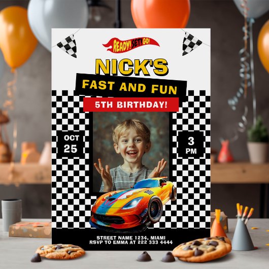 Fast Car Birthday Party写真 招待状