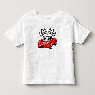 Fast Car Cartoonフラグレース-背面の色を選択 トドラーTシャツ