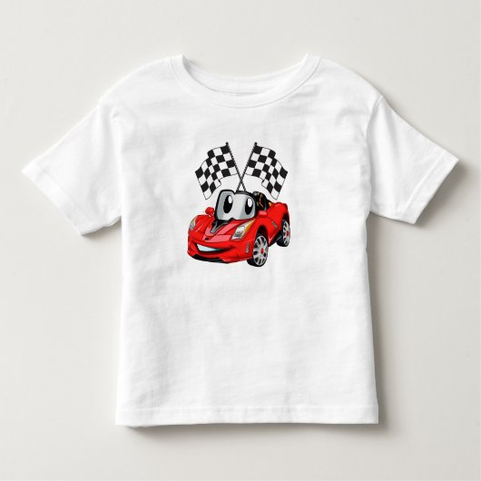 Fast Car Cartoonフラグレース-背面の色を選択 トドラーTシャツ (正面)