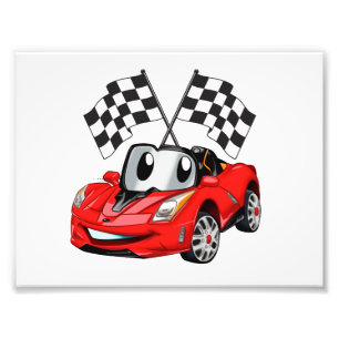 Fast Car Cartoonフラグレース-背面の色を選択 フォトプリント
